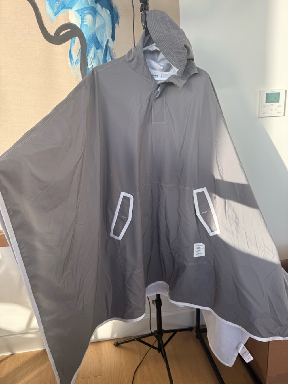 Thom Browne Gray Hooded Rain Poncho